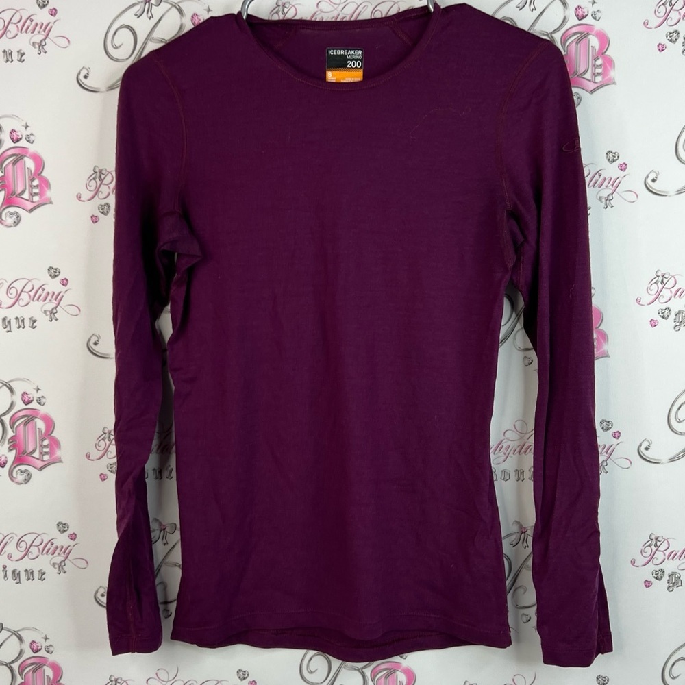 Icebreaker merino shirt top luxe embroidered logo Purple Long Sleeve Top